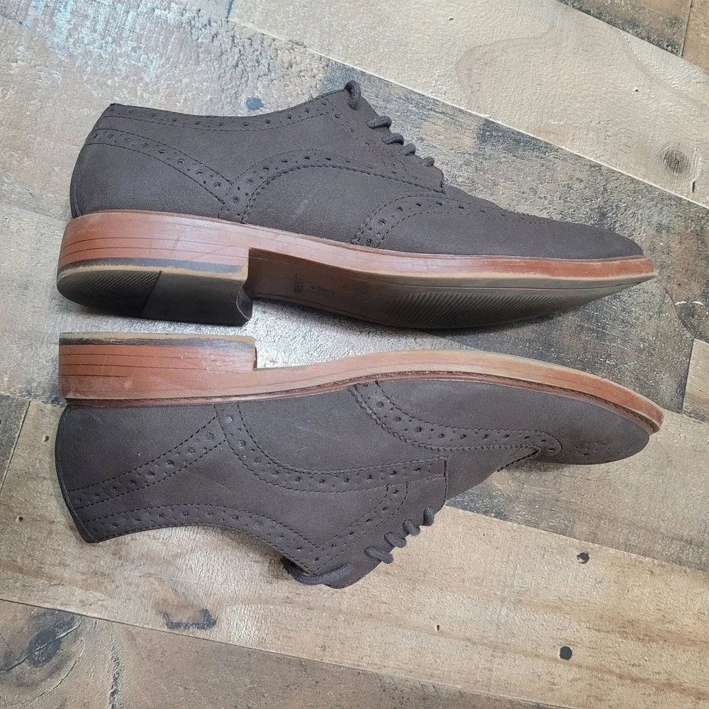 George Wingtip Oxford Dress Shoes Brogue Lace Up Memory Foam Brown Size‎ 8